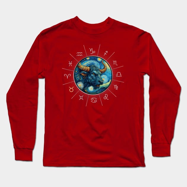 ZODIAC Taurus - Astrological TAURUS - TAURUS - ZODIAC sign - Van Gogh style - 5 Long Sleeve T-Shirt by ArtProjectShop